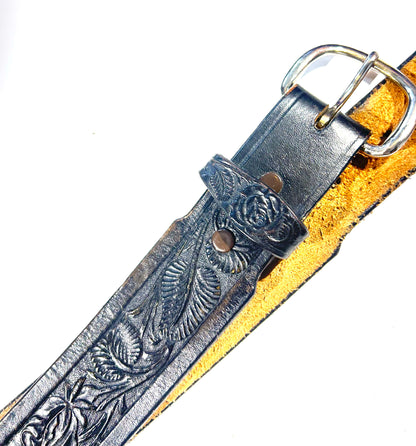 Vintage Leather Belt Gorgeous Floral Design