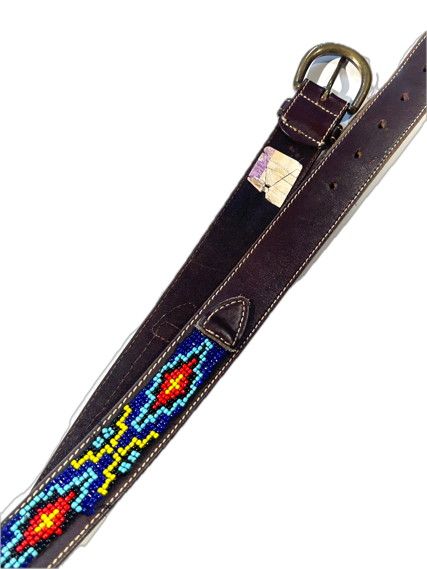 Vintage Beaded Leather Belt