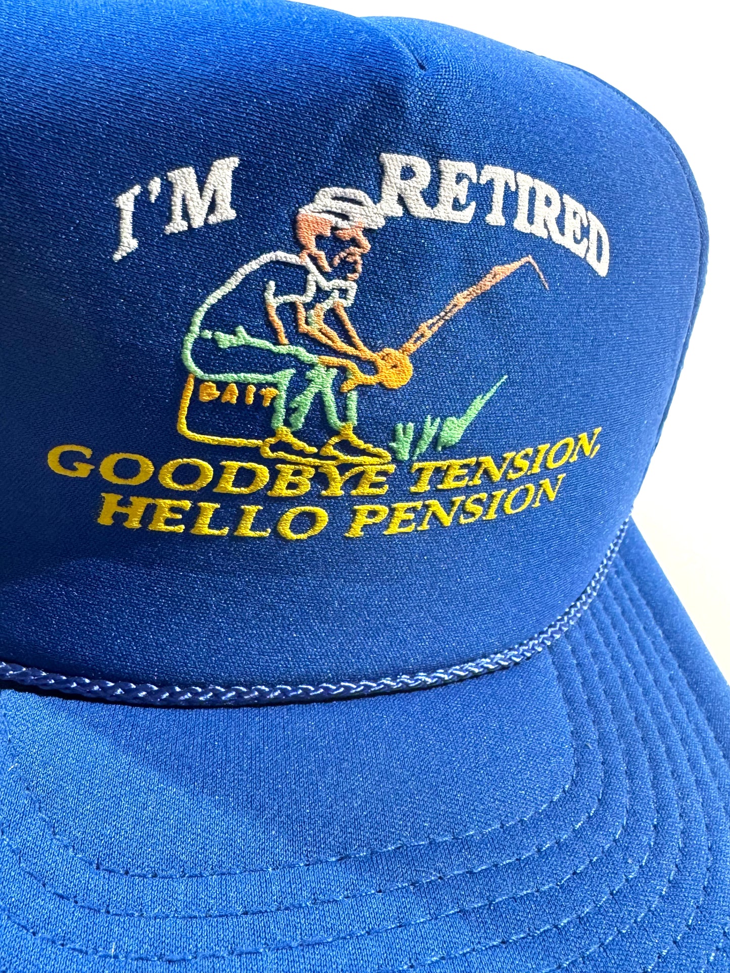 Vintage I'm Retired Hat Snapback Trucker Cap Goodbye Tension Hello Pension