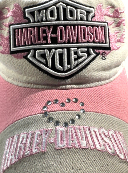 Vintage Harley Davidson Hat Pink Flames EPIC