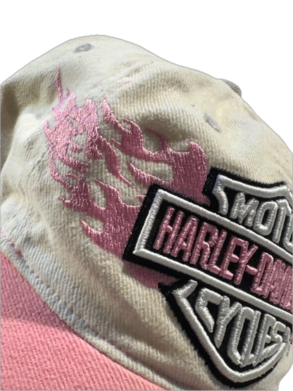 Vintage Harley Davidson Hat Pink Flames EPIC