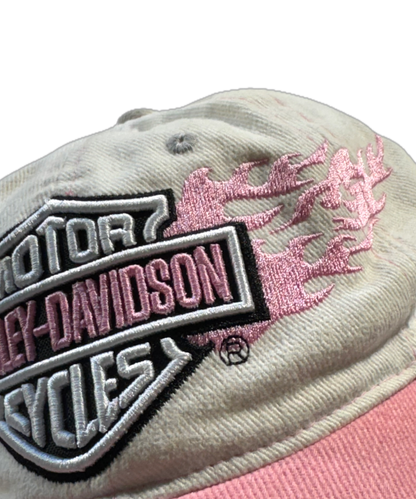 Vintage Harley Davidson Hat Pink Flames EPIC