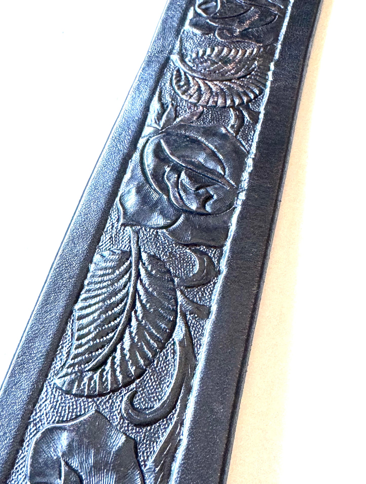 Vintage Leather Belt Gorgeous Floral Design