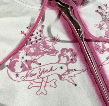 Vintage Ed Hardy Hoodie Zip Up Cougar Roses