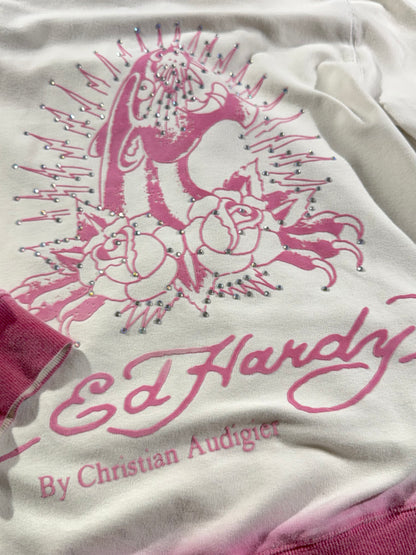 Vintage Ed Hardy Hoodie Zip Up Cougar Roses