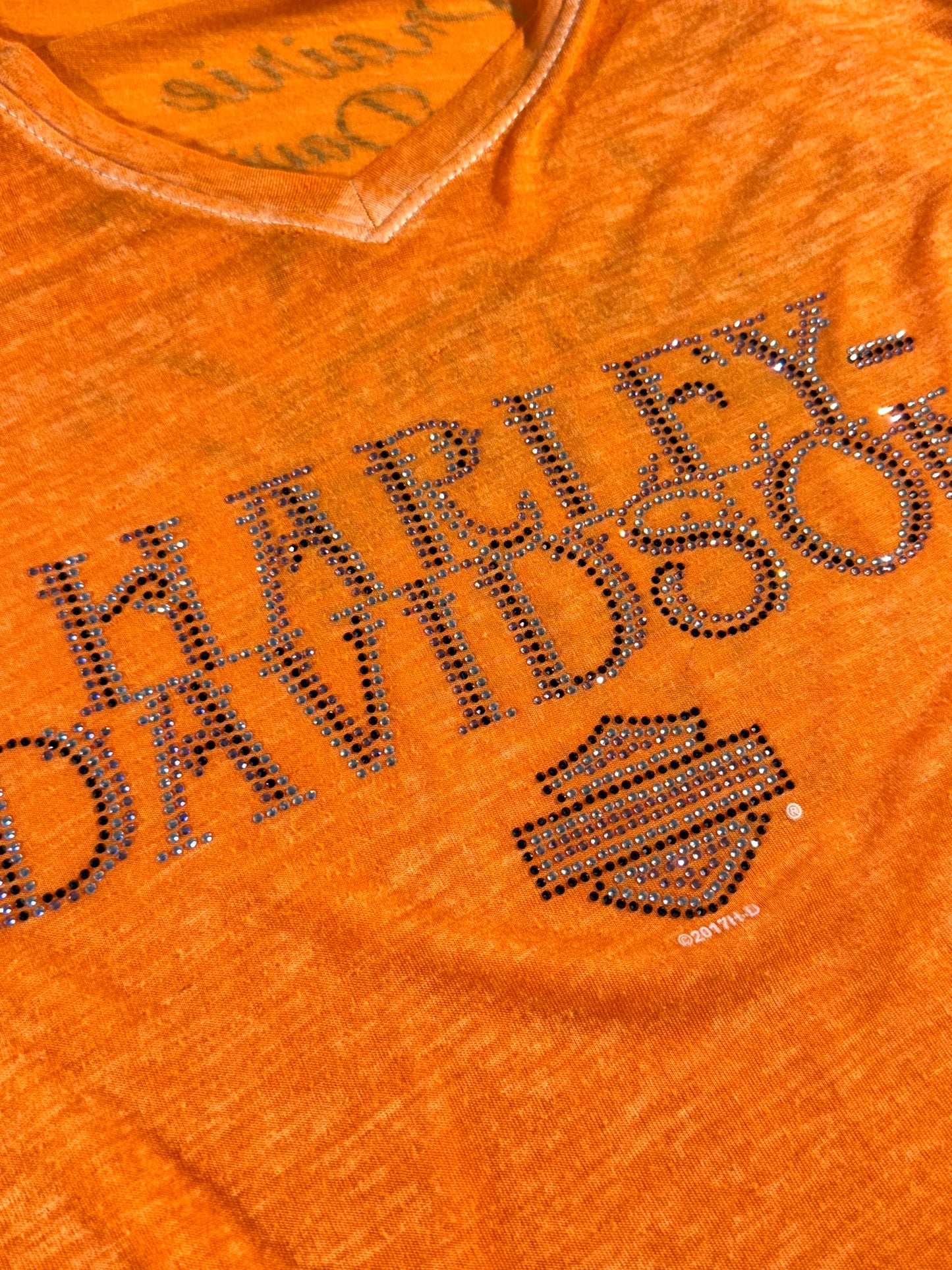 Vintage Harley Davidson T-Shirt Rhinestone Bedazzled Epic Very Thin