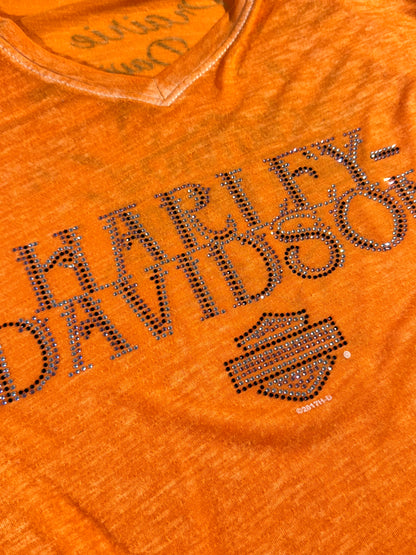 Vintage Harley Davidson T-Shirt Rhinestone Bedazzled Epic Very Thin