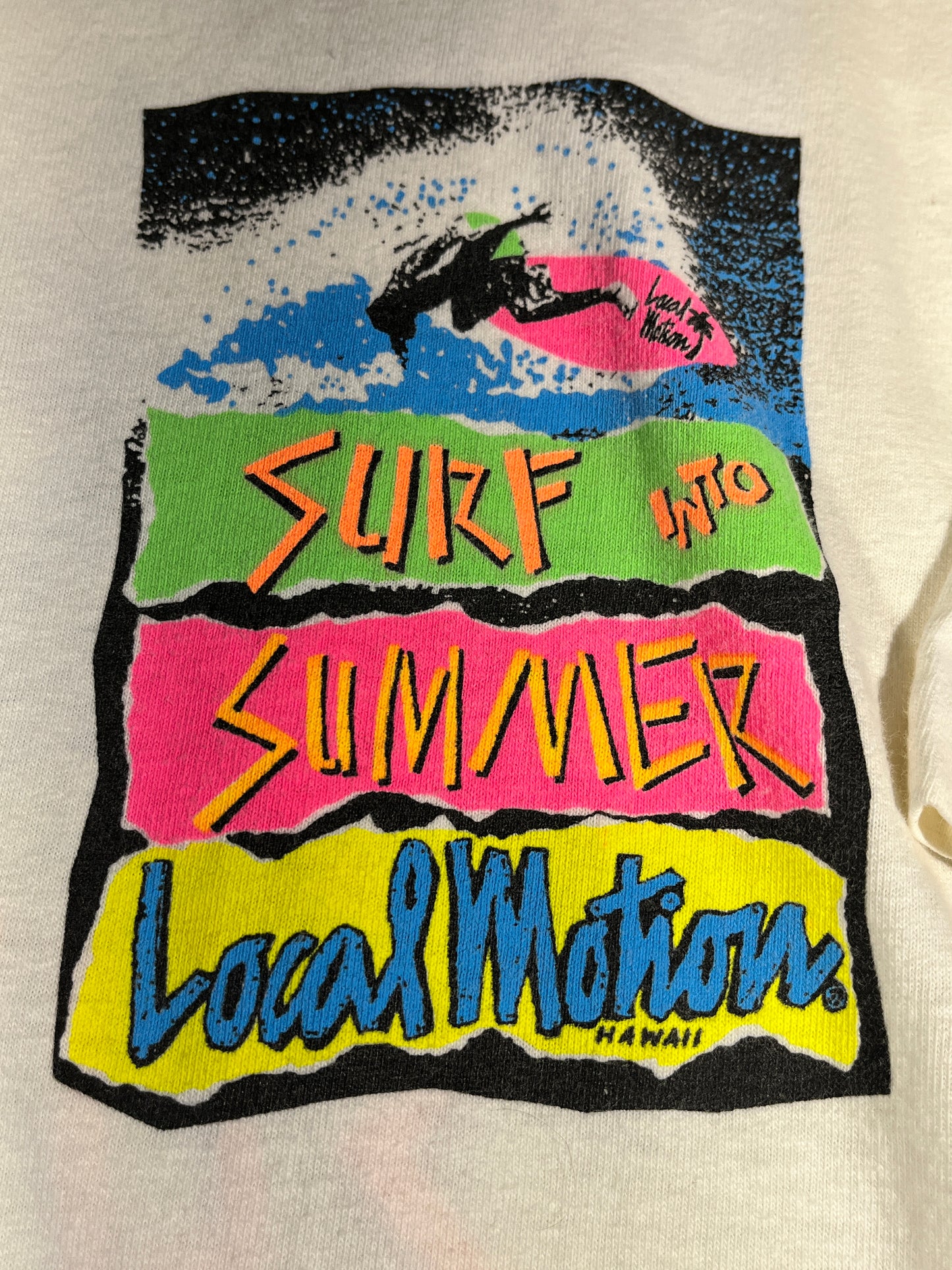 Vintage 90's Surf T-Shirt Surf Into Summer Local Motion Hawaii