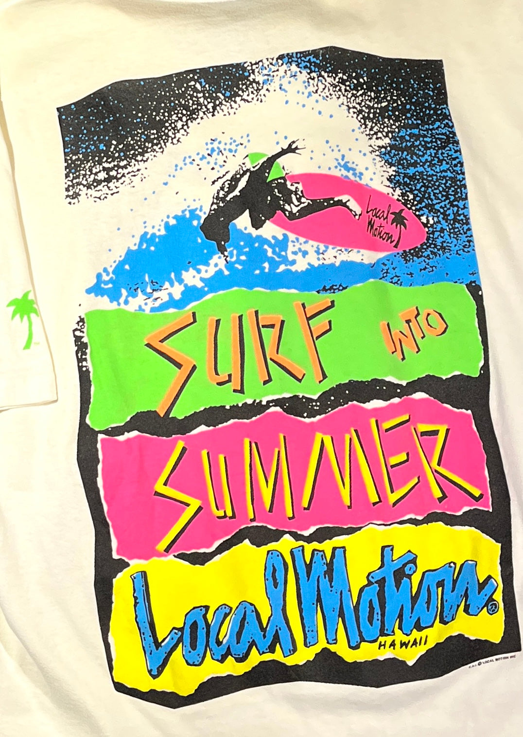 Vintage 90's Surf T-Shirt Surf Into Summer Local Motion Hawaii