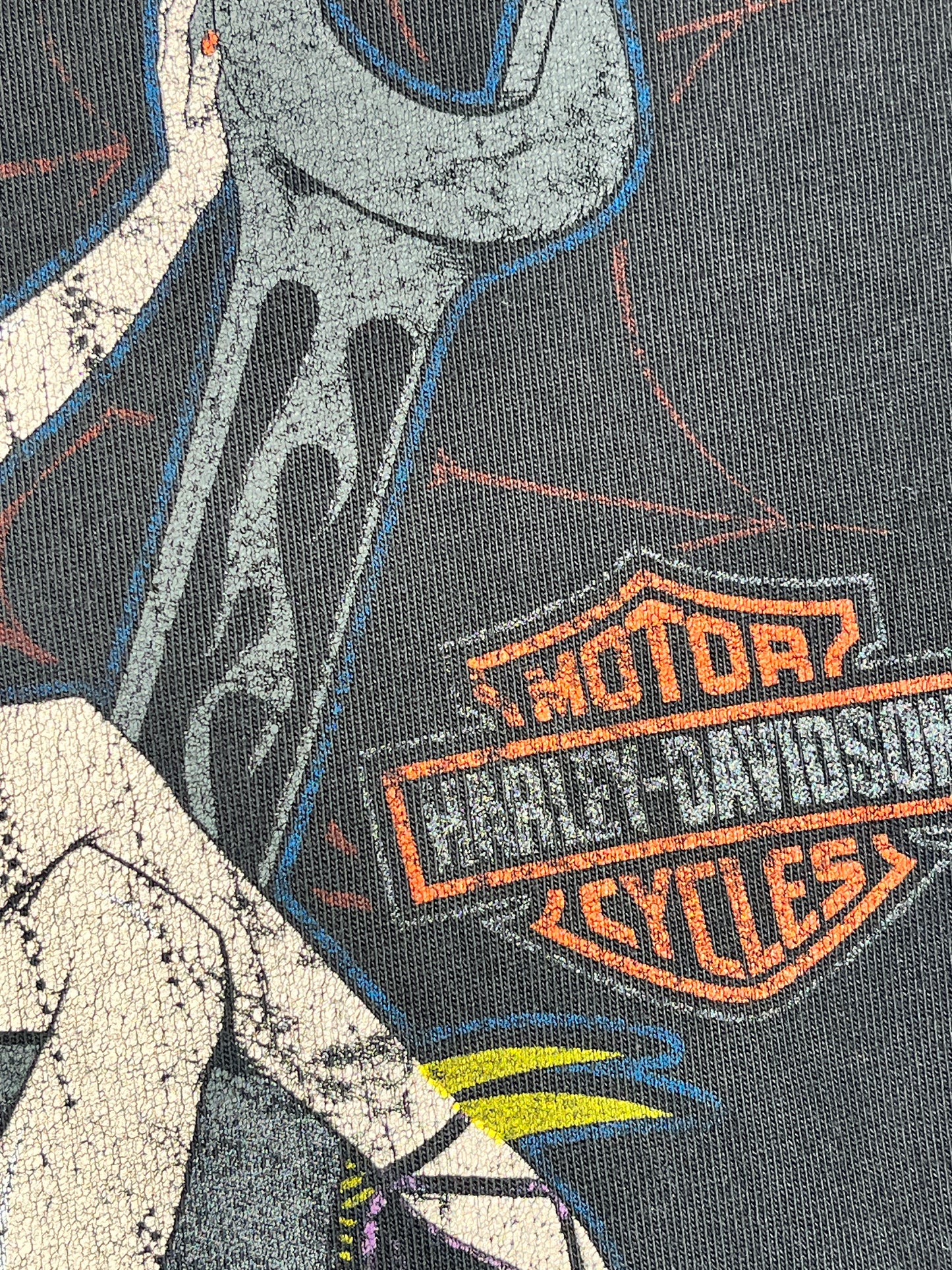 Vintage Harley Davidson T-Shirt Pin Up Car Skull