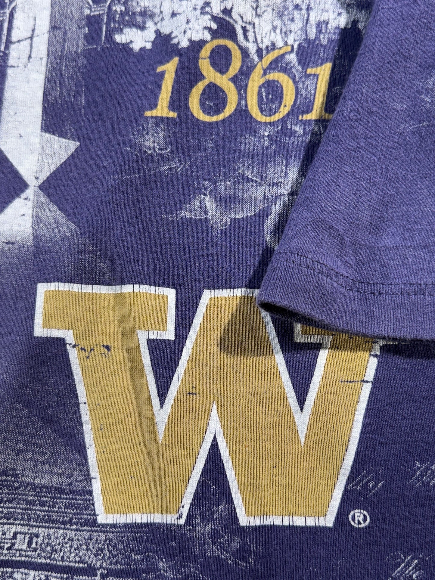 Vintage University Of Washington T-Shirt 3/4 Sleeve Top Football Huskies USA Made