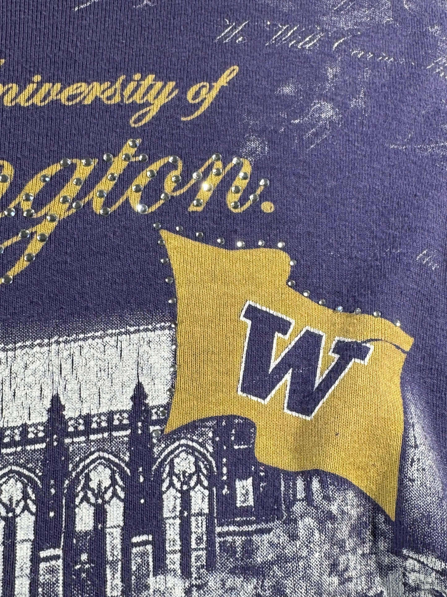 Vintage University Of Washington T-Shirt 3/4 Sleeve Top Football Huskies USA Made