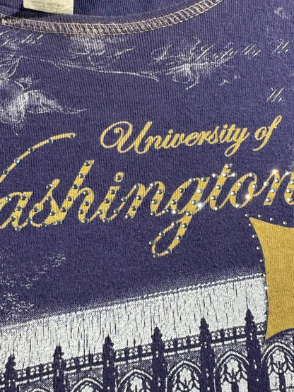 Vintage University Of Washington T-Shirt 3/4 Sleeve Top Football Huskies USA Made