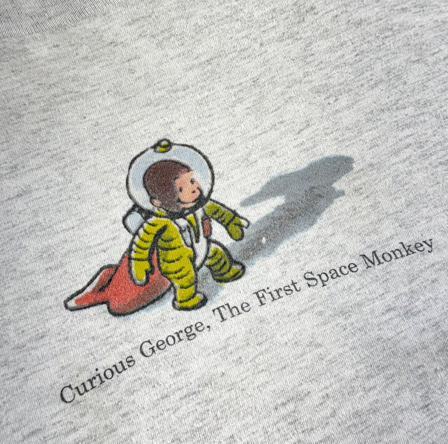 Vintage 90s Curious George T-Shirt The First Space Monkey Cartoon