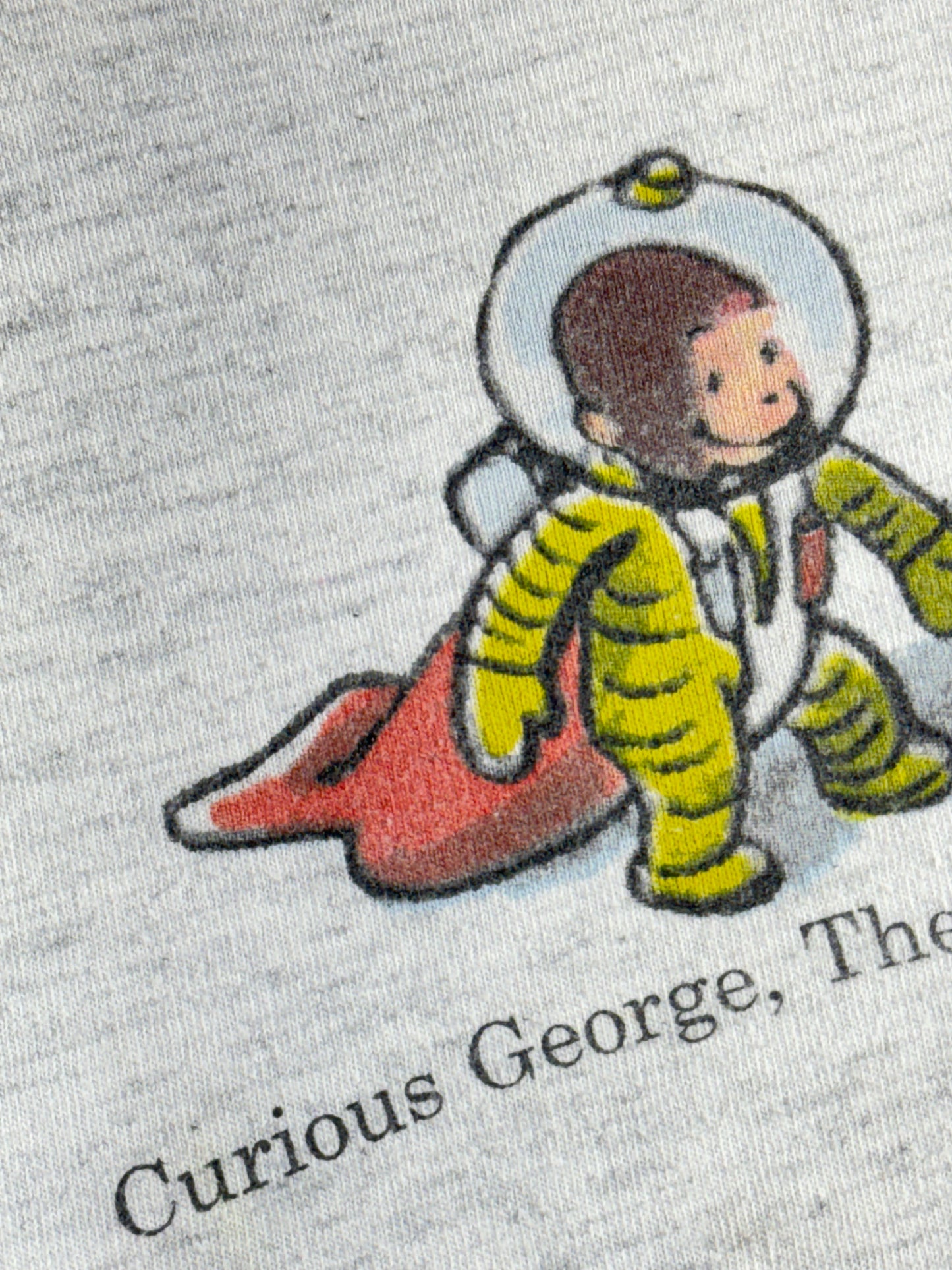 Vintage 90s Curious George T-Shirt The First Space Monkey Cartoon