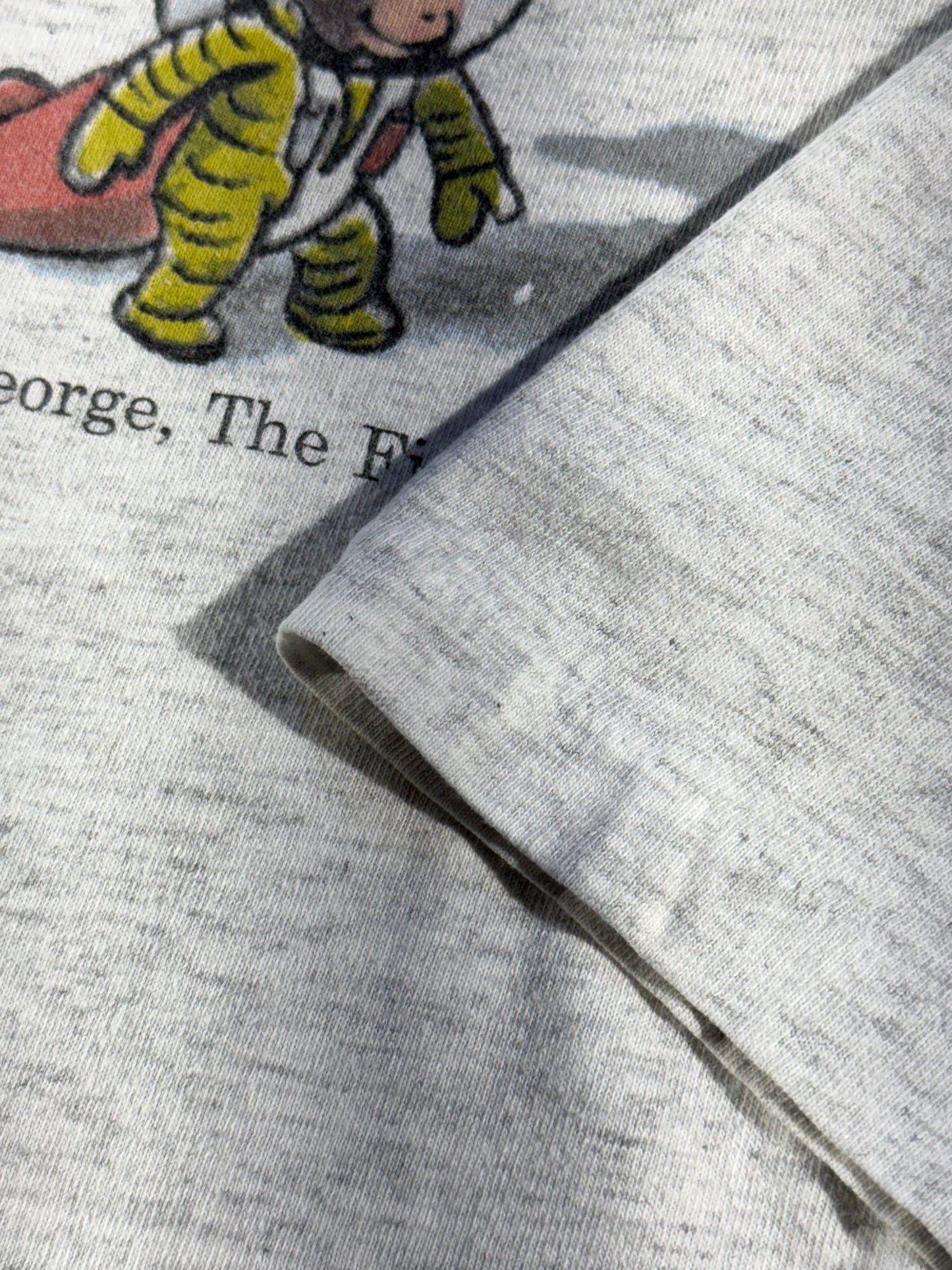 Vintage 90s Curious George T-Shirt The First Space Monkey Cartoon