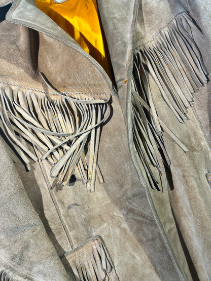 Vintage Suede Jacket Leather Tassels Western Jet Pypsa 70's