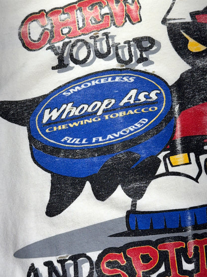 Vintage Whoop Ass T-Shirt 90s Streetwear Sportswear I'll Chew You Up Chewing Tobacco Single Stitch