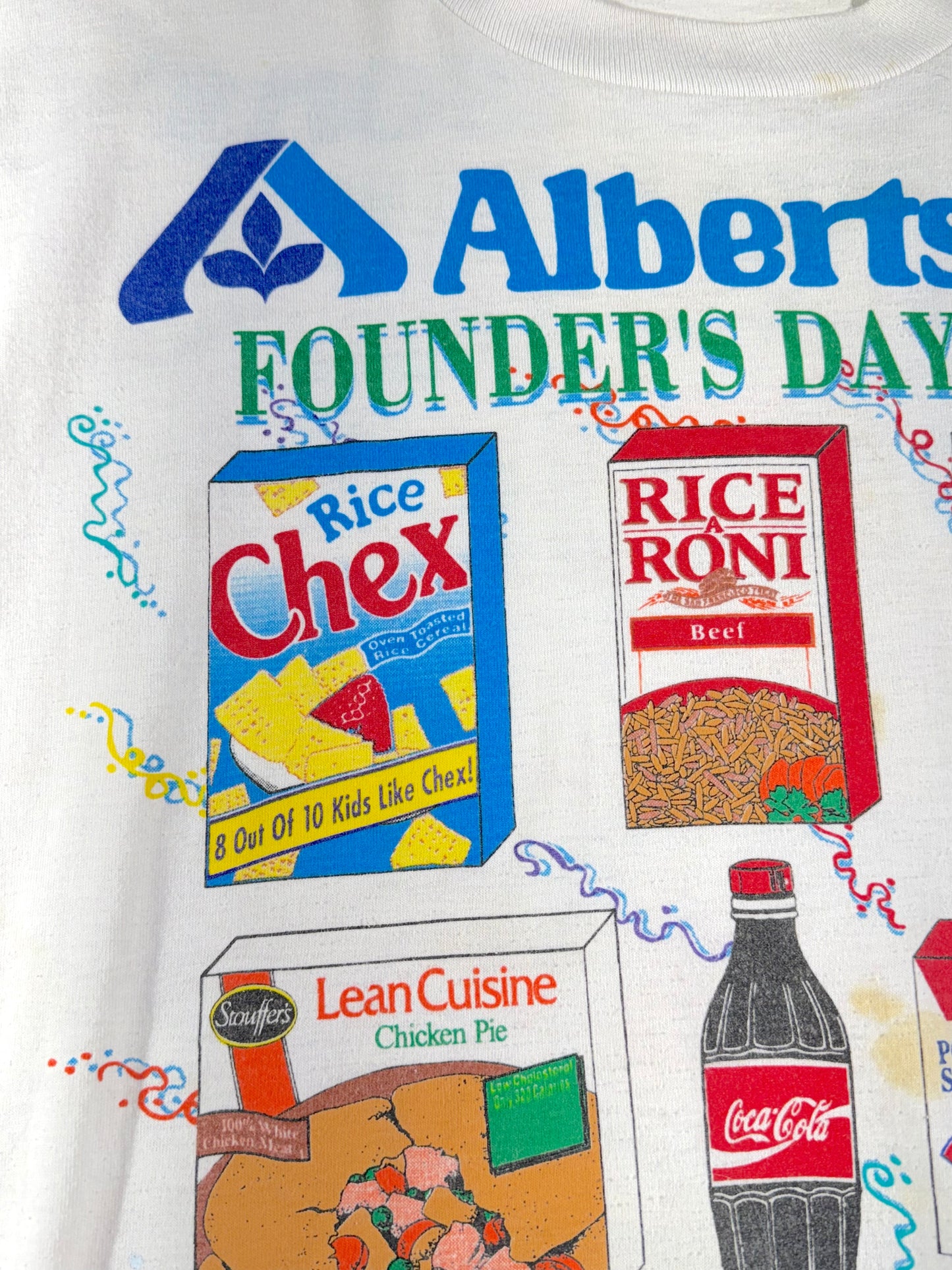 Vintage 1995 Albertsons T-Shirt Made In USA Rare Snack Soda Founders Day