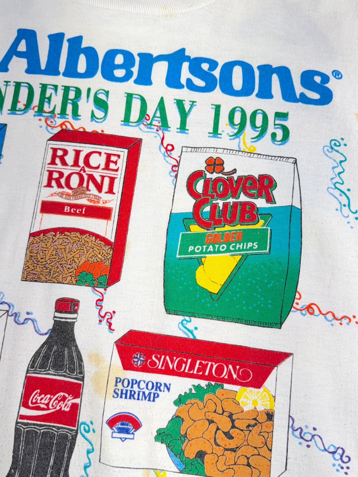 Vintage 1995 Albertsons T-Shirt Made In USA Rare Snack Soda Founders Day