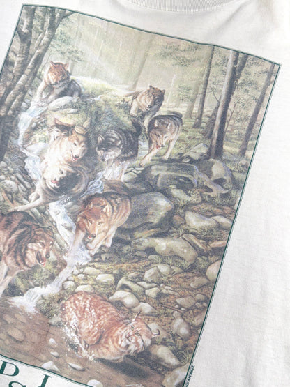 Vintage Wolf T-Shirt 1993 Wildlife Illusions Tee TRIPPY Single Stitch Animal