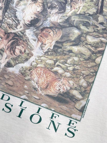 Vintage Wolf T-Shirt 1993 Wildlife Illusions Tee TRIPPY Single Stitch Animal