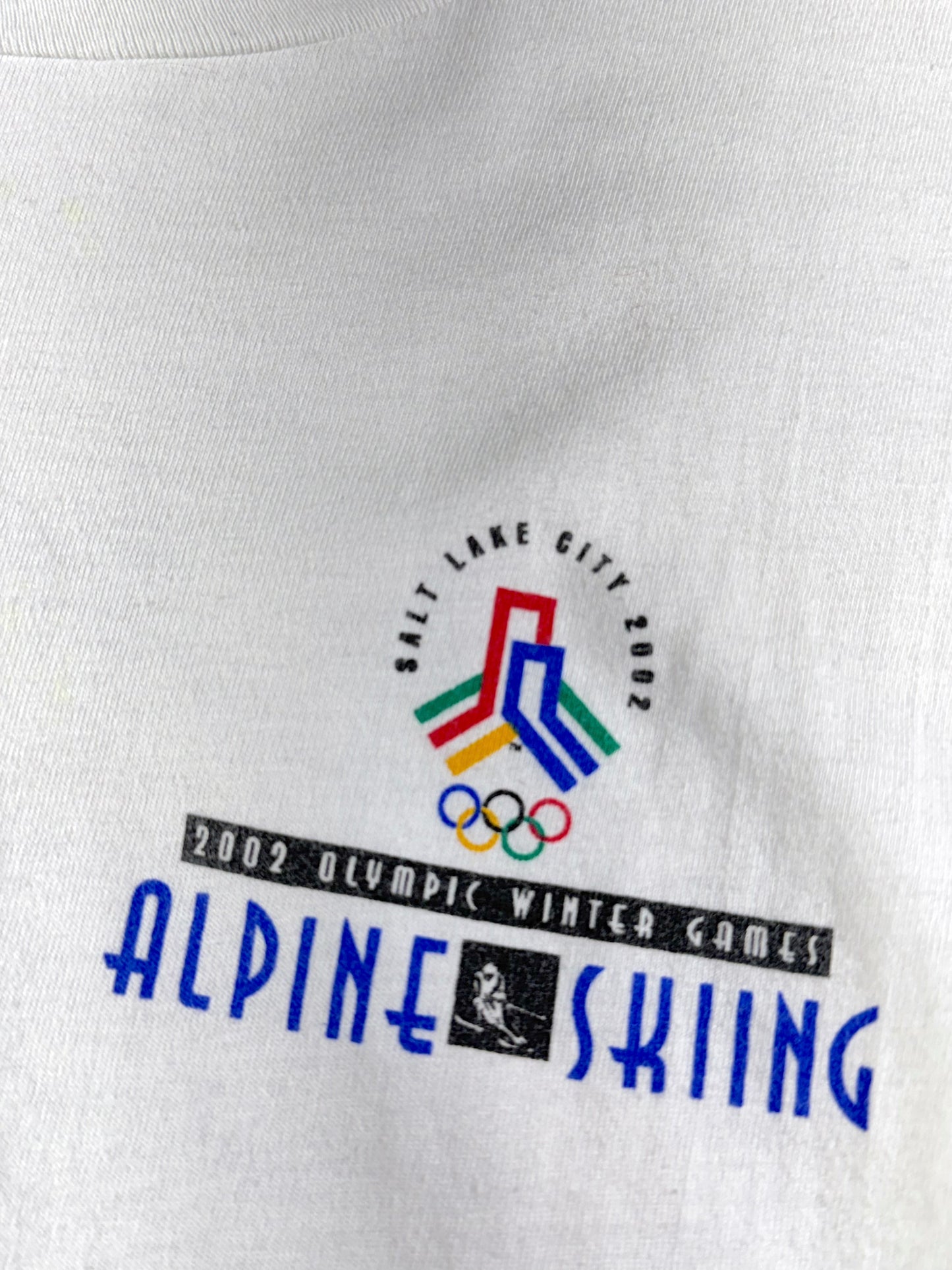 Vintage 2002 Olympic Skiing T-Shirt Salt Lake City Alpine Downhill Epic Back Graphic