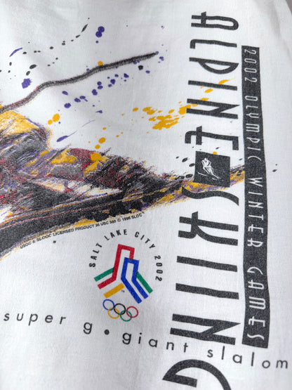 Vintage 2002 Olympic Skiing T-Shirt Salt Lake City Alpine Downhill Epic Back Graphic