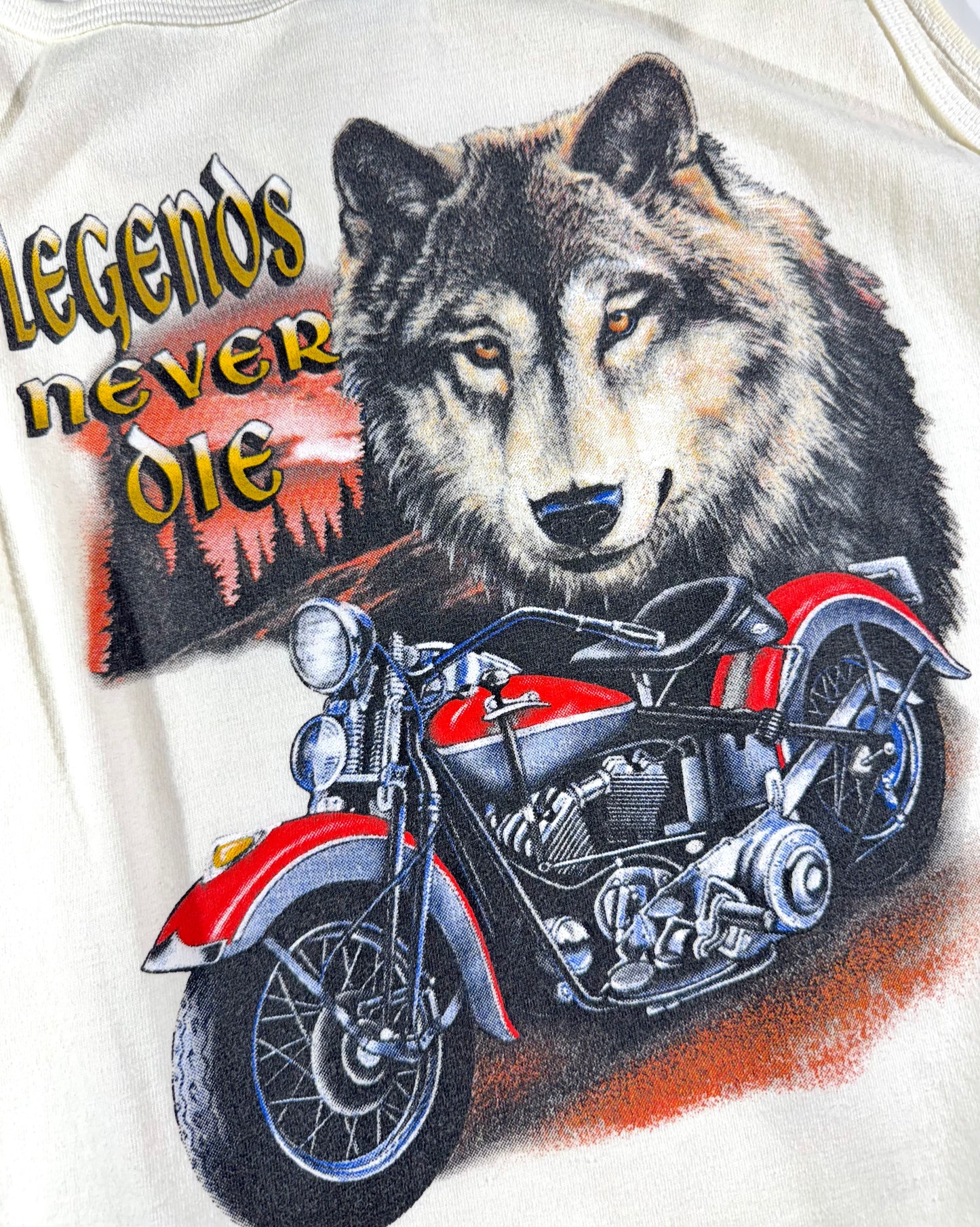 Vintage Legends Never Die Tank Top Biker Wolf Animal