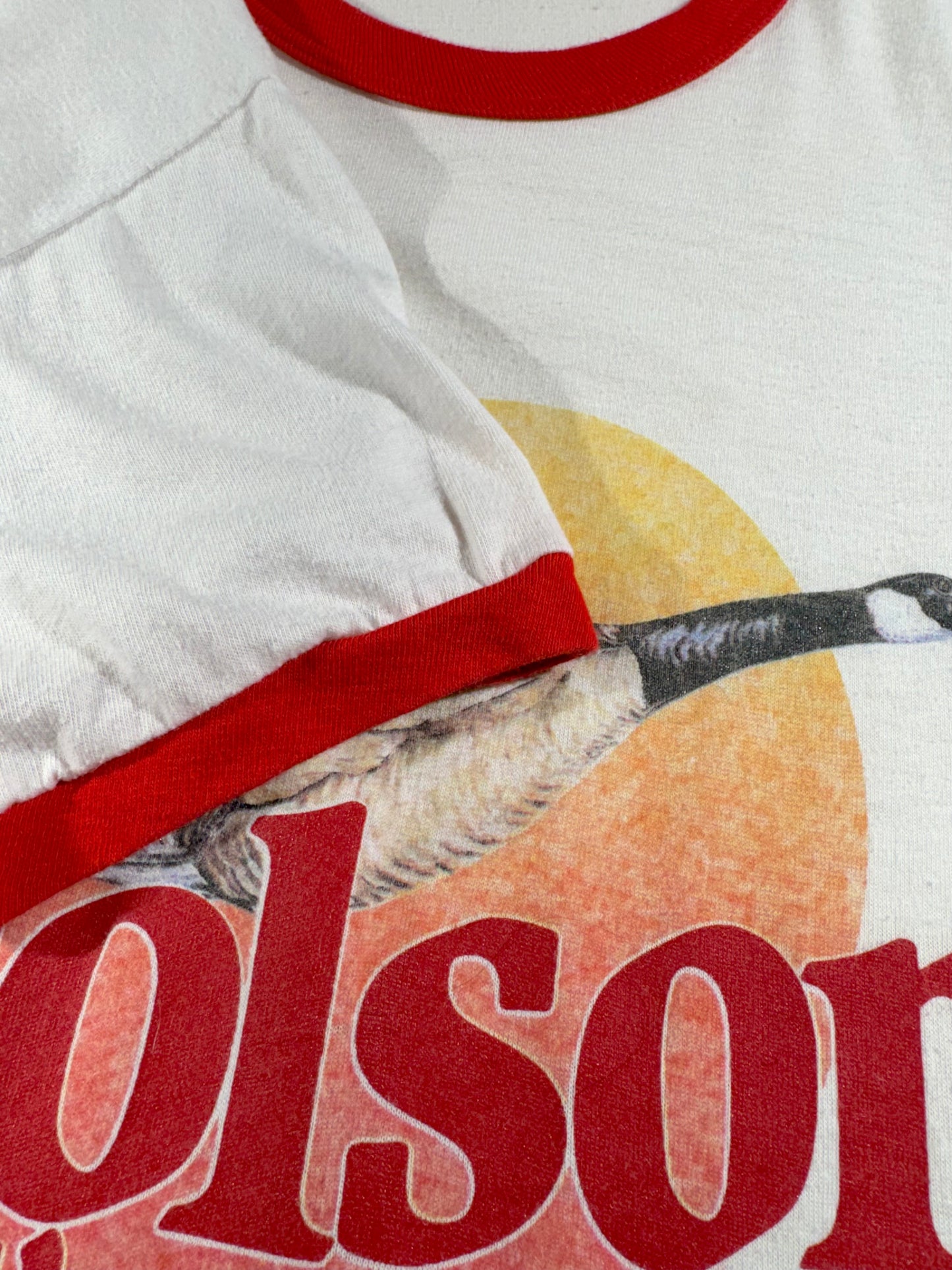 Vintage 80s White Molson Canadian T-Shirt Ringer Tee Animal Ultra Thin