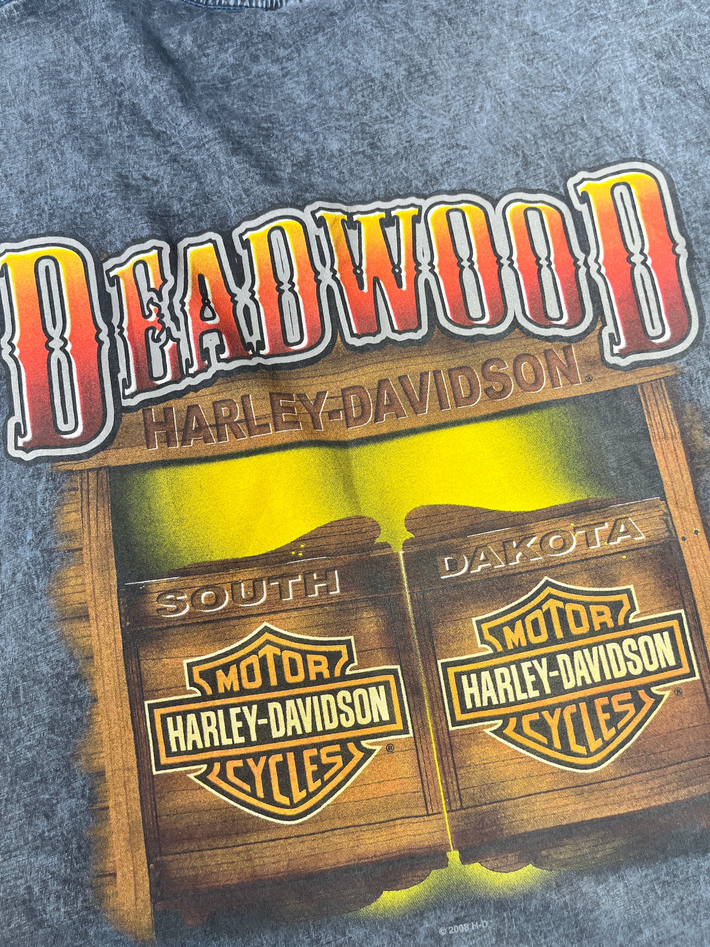 Vintage Harley Davidson T-Shirt Cropped Badlands Deadwood