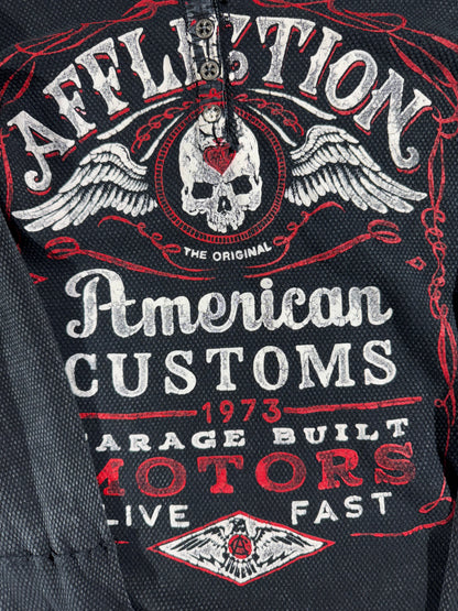 Vintage Affliction T-Shirt Long Sleeve Henley Cut Waffle Thermal Top