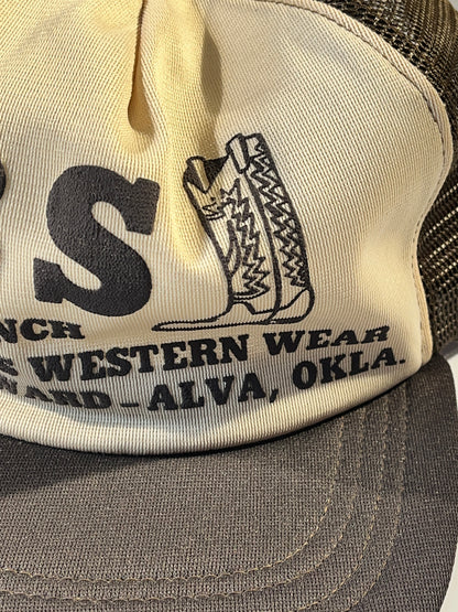 Vintage Cowboy Boots Snapback Trucker Hat BS Ranch Wear Western