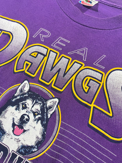 Vintage Washington Huskies T-Shirt Real Dawgs Wear Purple 90's Animal
