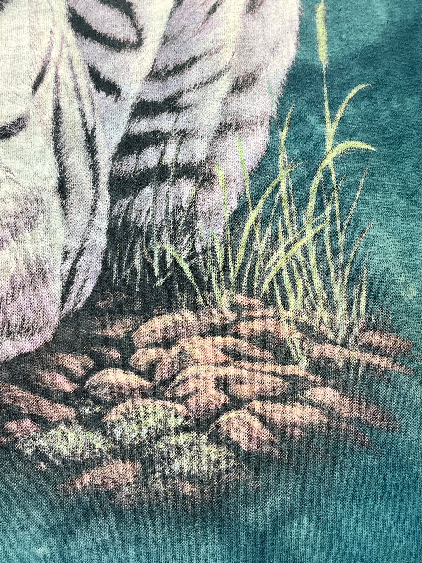Vintage White Tiger T-Shirt Beautiful Cat Lion Animal Acid Wash
