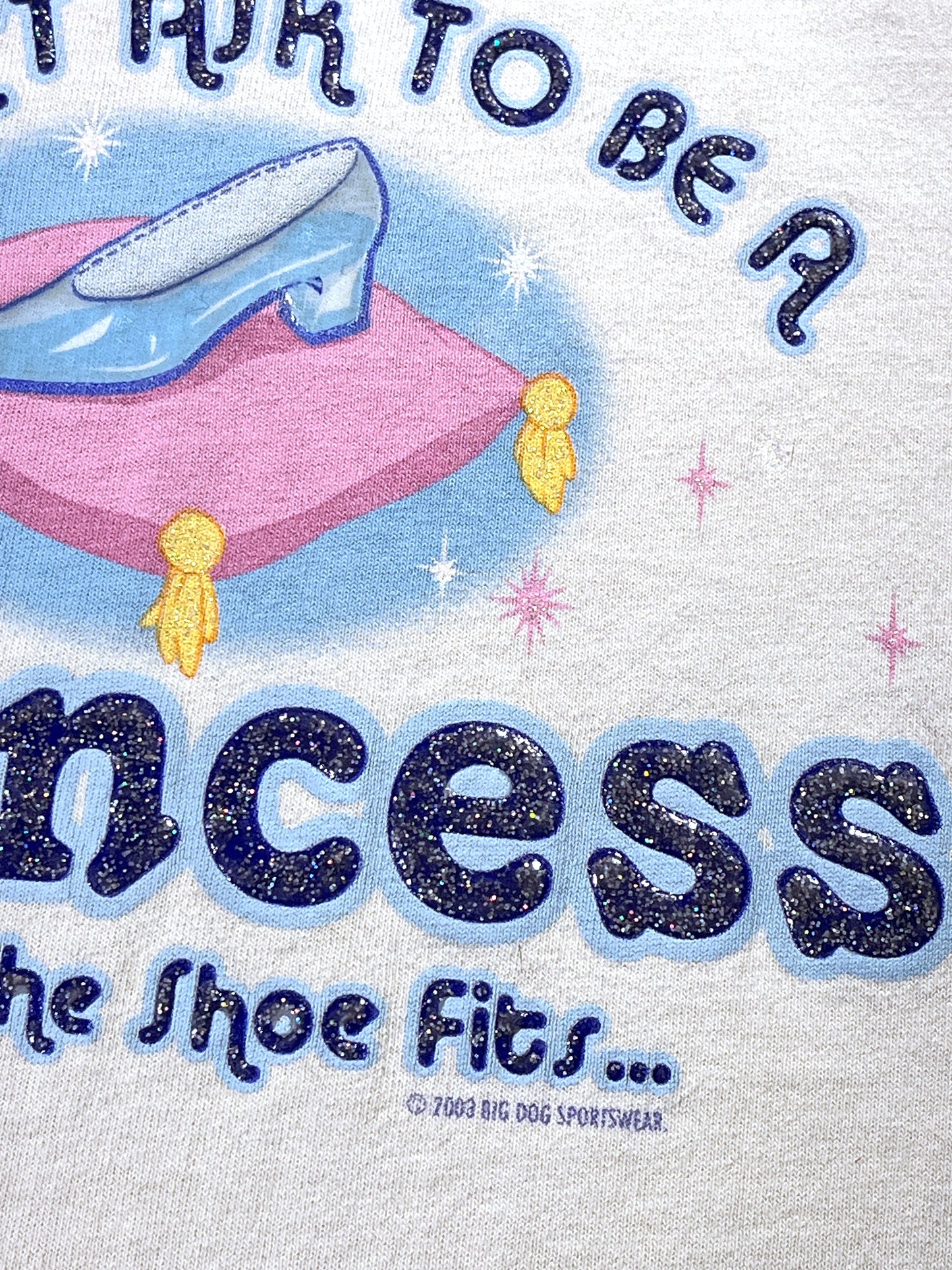 Vintage Princess T-Shirt Funny Slogan Big Dogs But If The Shoe Fits 2003