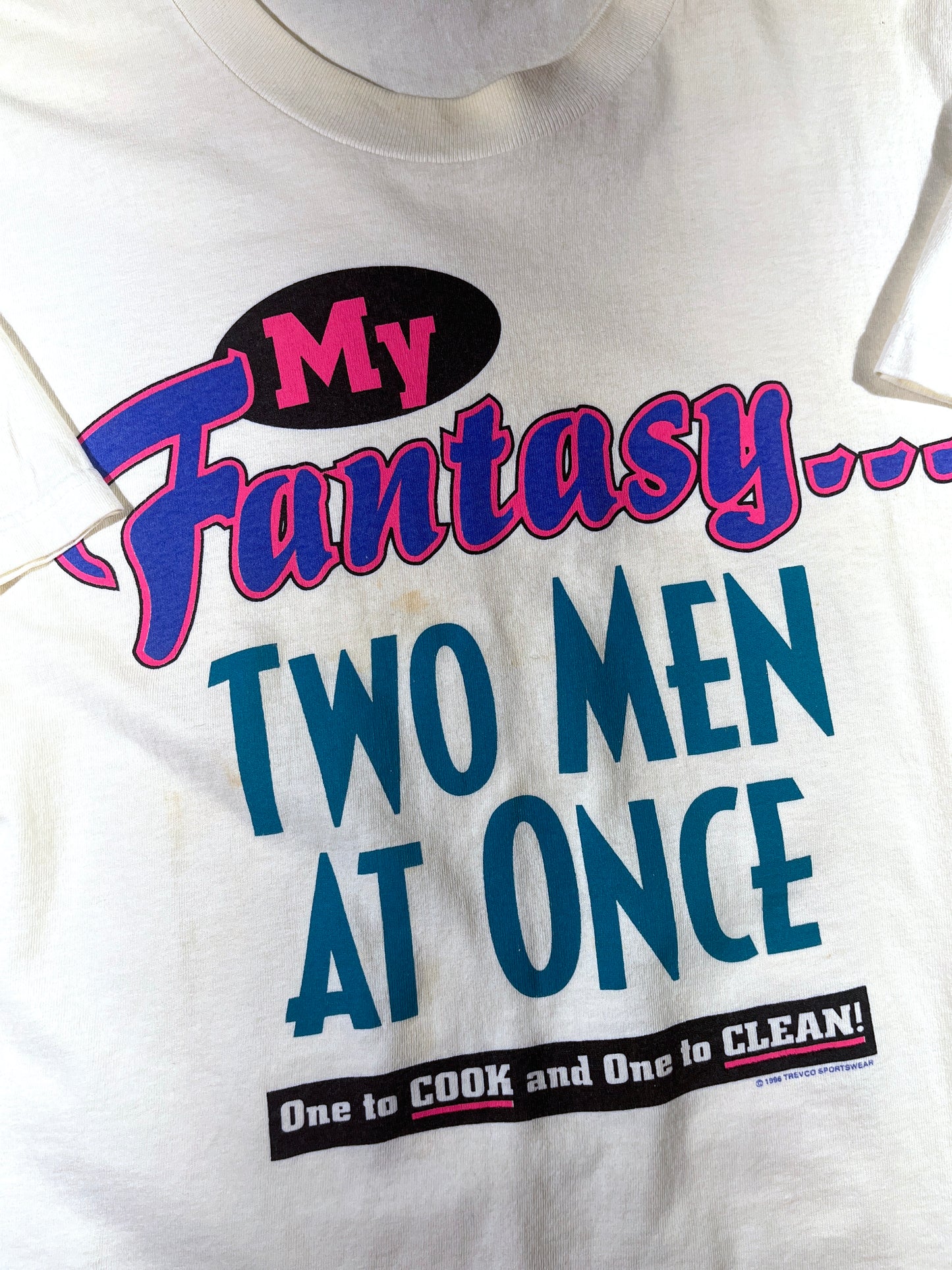Vintage Fantasy T-Shirt Two Men At Once Funny Slogan