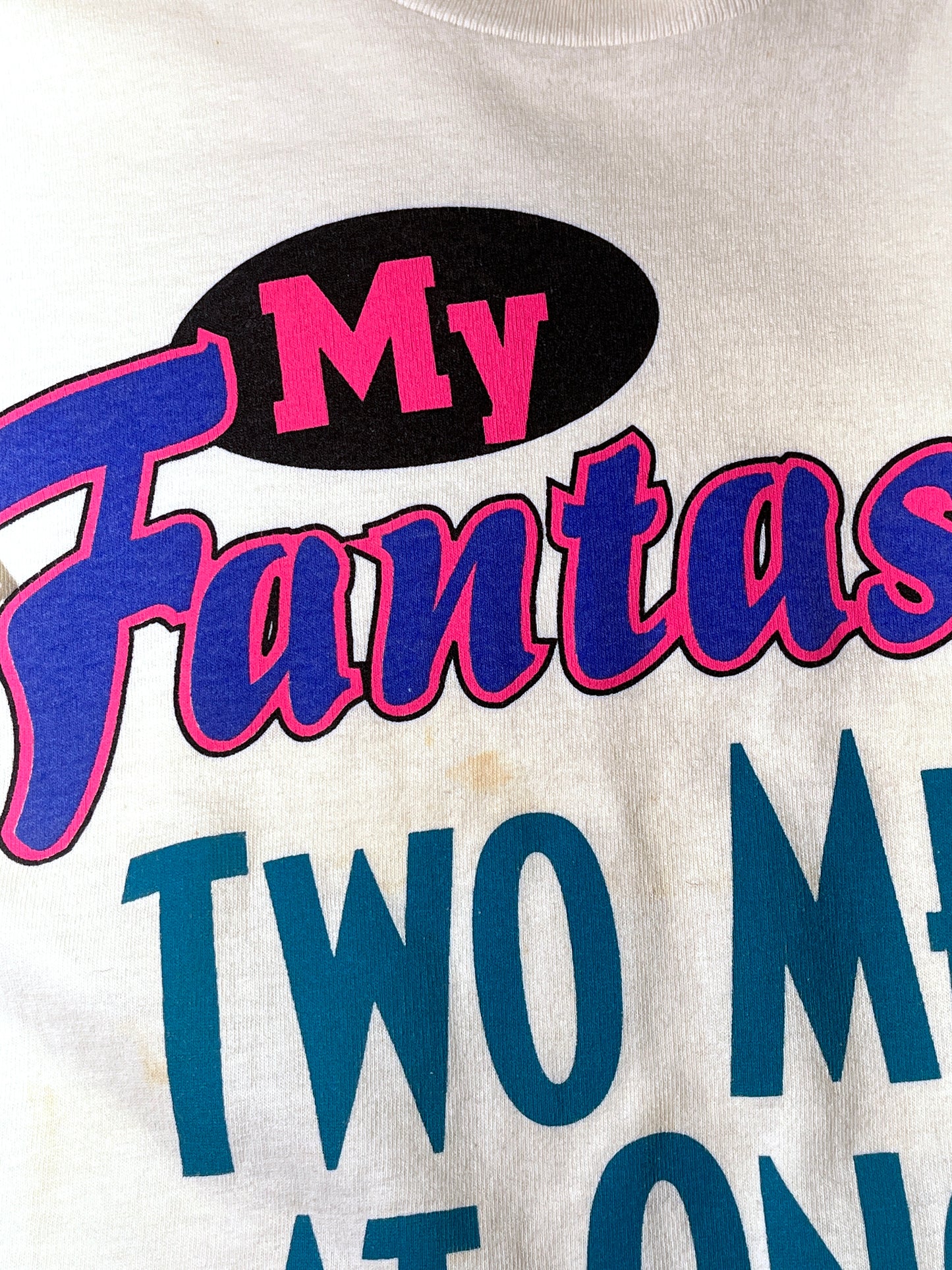 Vintage Fantasy T-Shirt Two Men At Once Funny Slogan