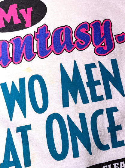 Vintage Fantasy T-Shirt Two Men At Once Funny Slogan