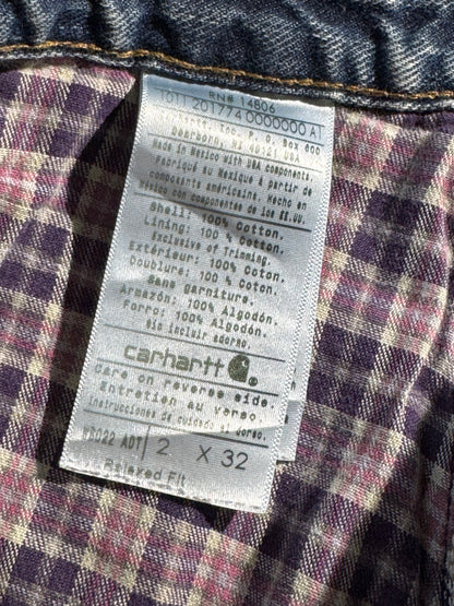 Vintage Carhartt Jeans Denim Pants Flannel Lined Fall Winter Warm Relaxed Fit