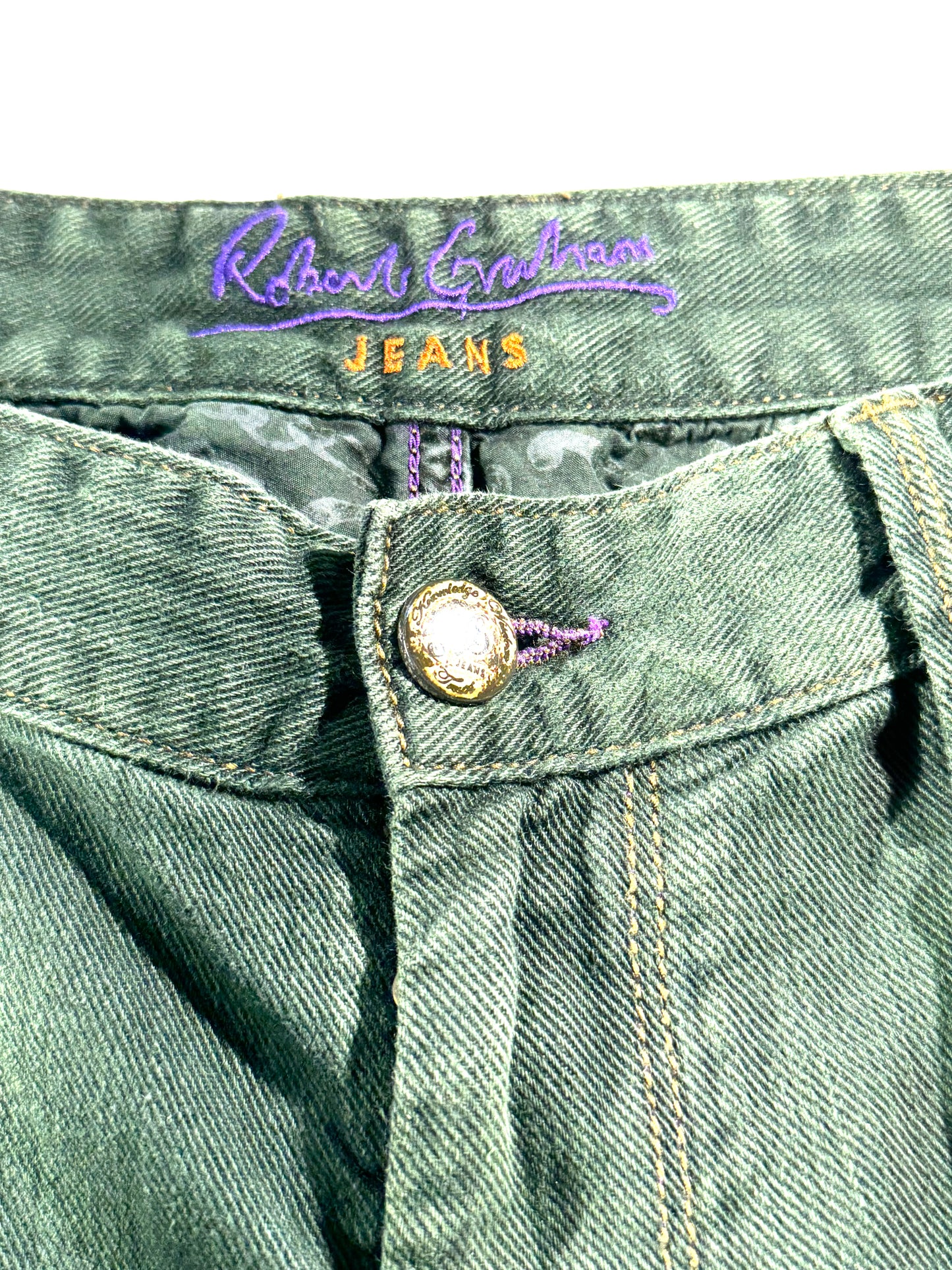 Vintage Robert Graham Green Denim Jeans Super Comfy