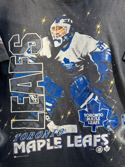 Vintage Toronto Maple Leafs T-Shirt NHL Hockey Tee Single Stitch Rare EPIC Faded Black