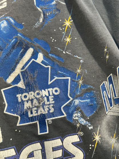 Vintage Toronto Maple Leafs T-Shirt NHL Hockey Tee Single Stitch Rare EPIC Faded Black