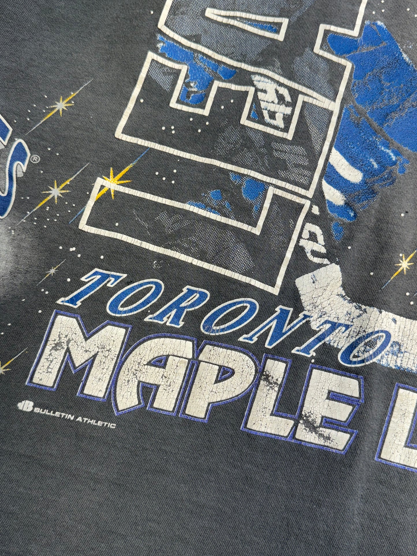 Vintage Toronto Maple Leafs T-Shirt NHL Hockey Tee Single Stitch Rare EPIC Faded Black