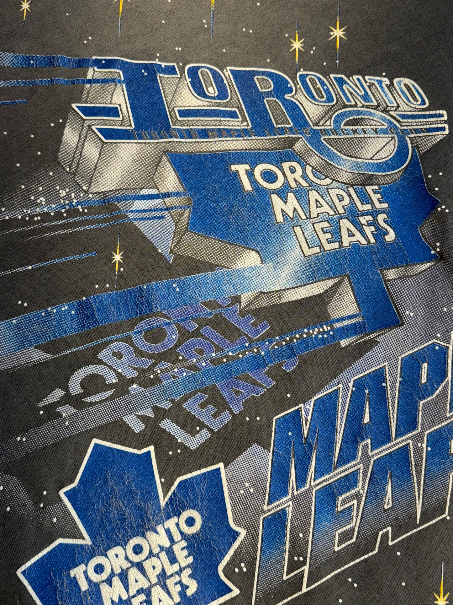 Vintage Toronto Maple Leafs T-Shirt NHL Hockey Tee Single Stitch Rare EPIC Faded Black