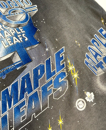 Vintage Toronto Maple Leafs T-Shirt NHL Hockey Tee Single Stitch Rare EPIC Faded Black