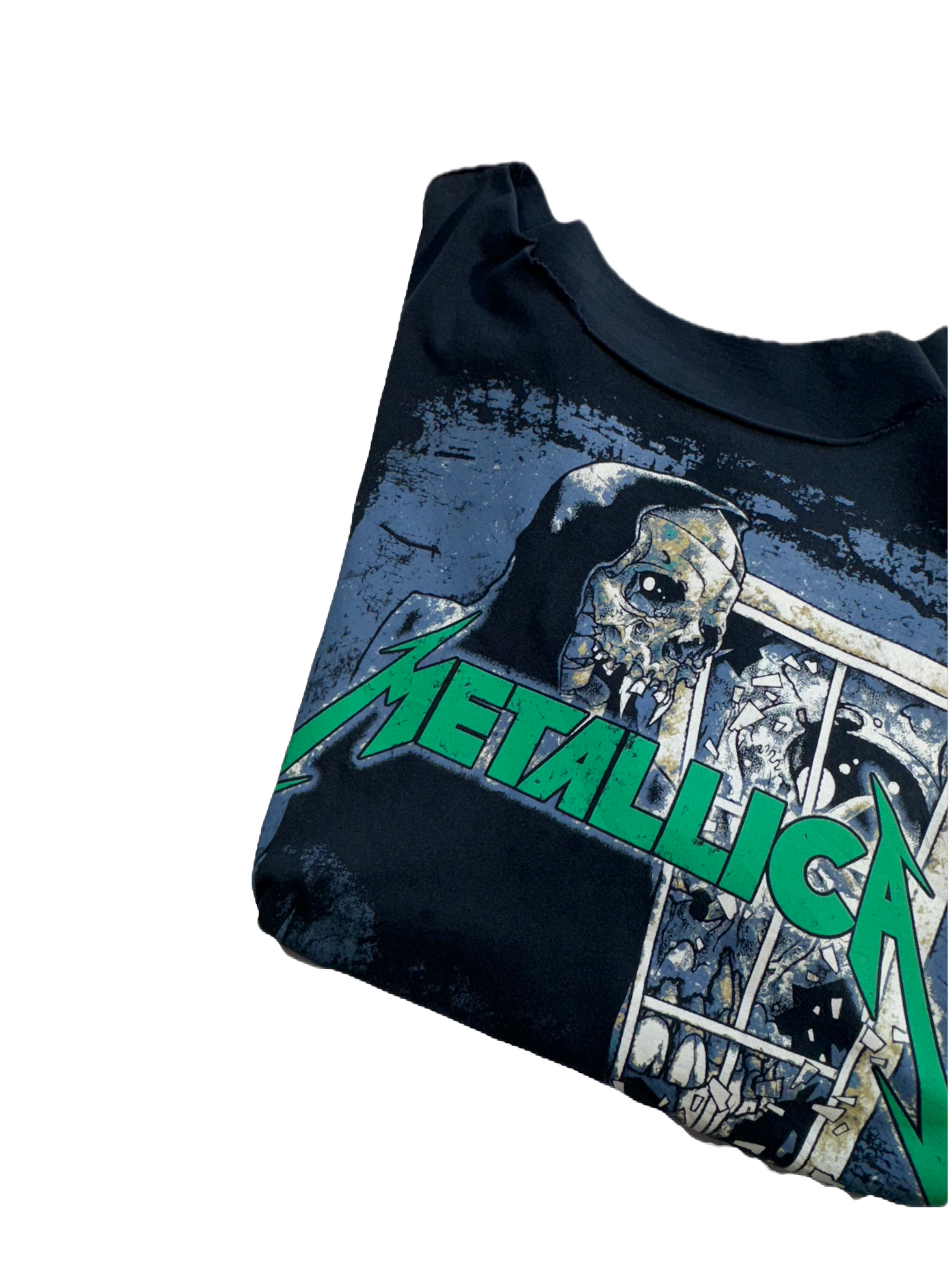 Vintage Metallica T-Shirt Band Tee Distressed Cut Collar