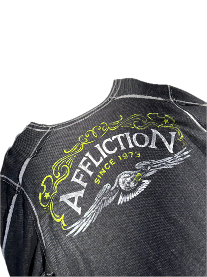 Vintage Affliction Long Sleeve Shirt Reversible Exposed Stitching Amazing Live Fast