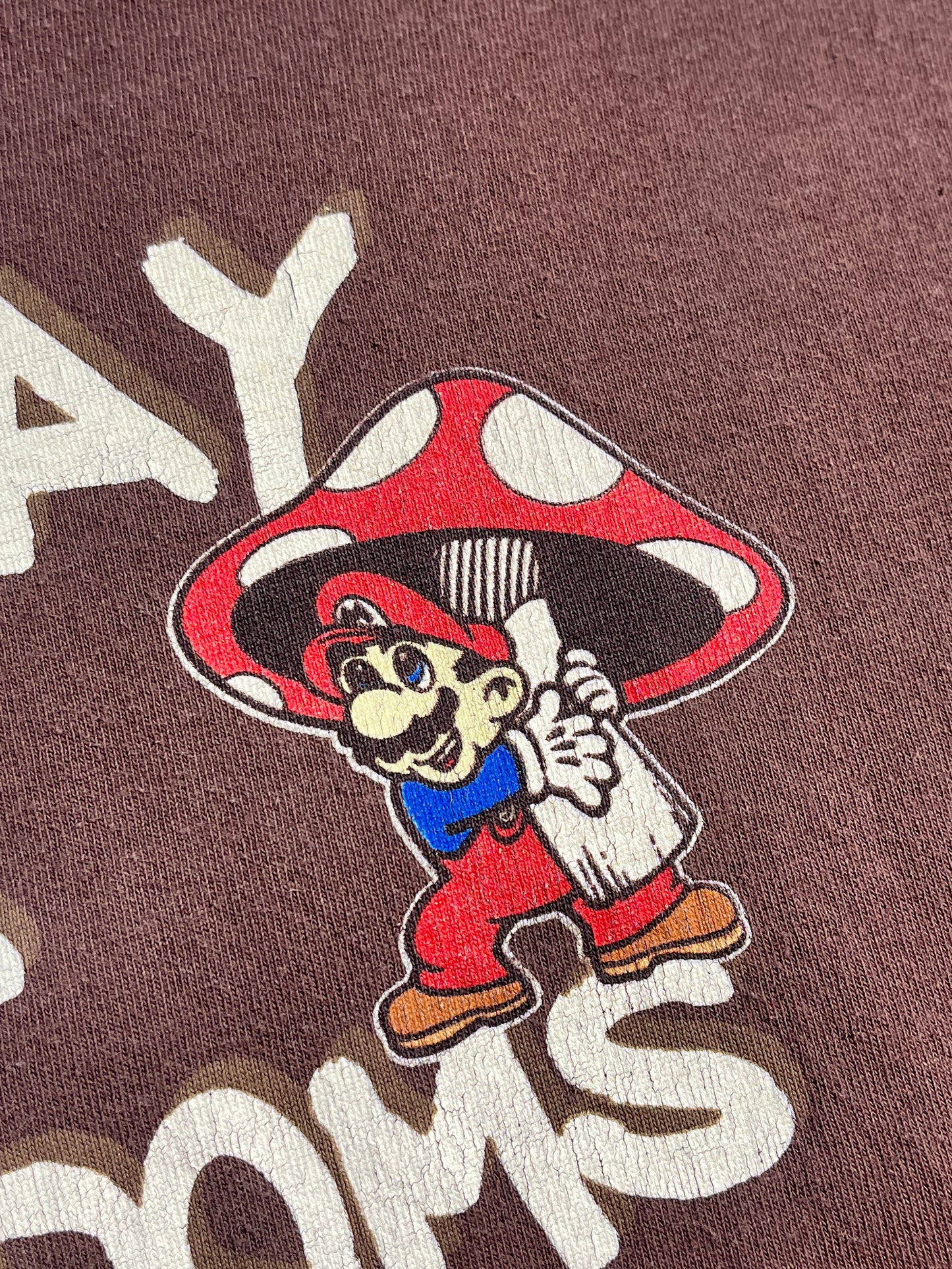 Vintage Super Mario T-Shirt Will Play For Mushrooms Slogan 🍄