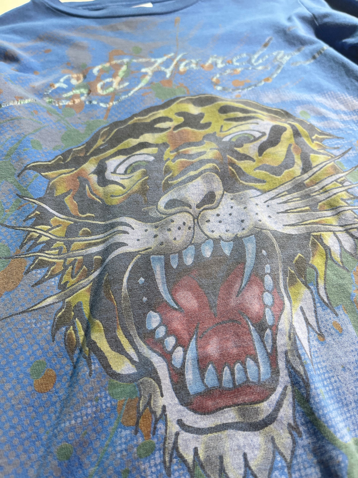 Vintage Ed Hardy T-Shirt Baby Tee Tiger Animal